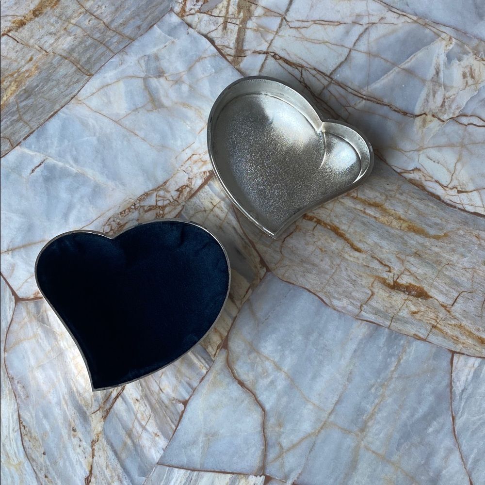 Heart-Shaped Silver and Black Jewelry Box